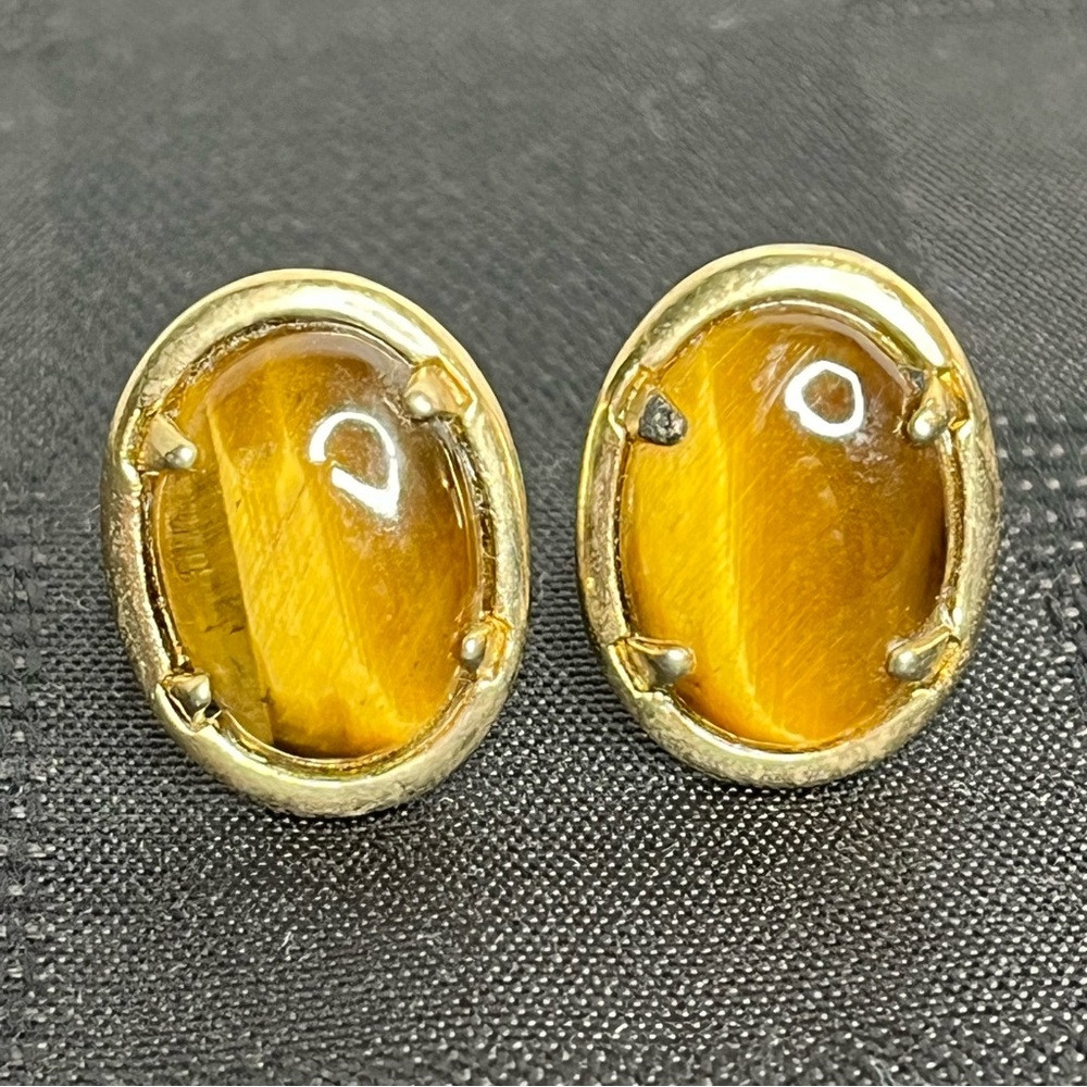 Vintage Oval Tigers Eye Cuff Links.